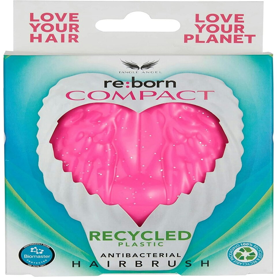 image 1 of Tangle Angel Hairbrush Detangling Wet or Dry Hair Pink Compact Anti Bacterial