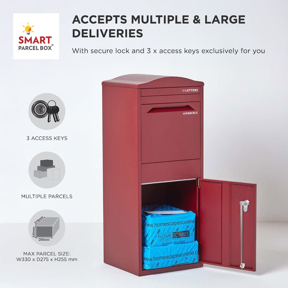 image 1 of SMART PARCEL BOX® Large Curved Top Front Access Dark | Red | 1