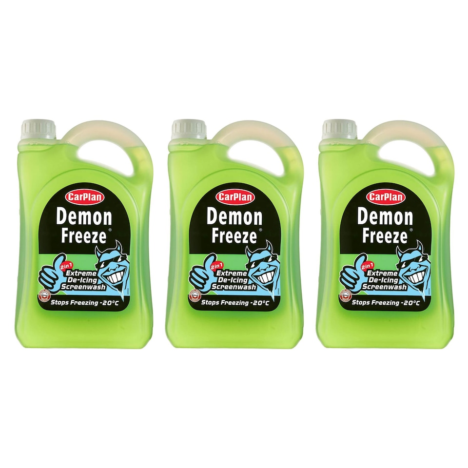 image 1 of Screen Wash Windscreen Fluid De-Icer CarPlan Demon Winter Freeze -20 2.5L x3