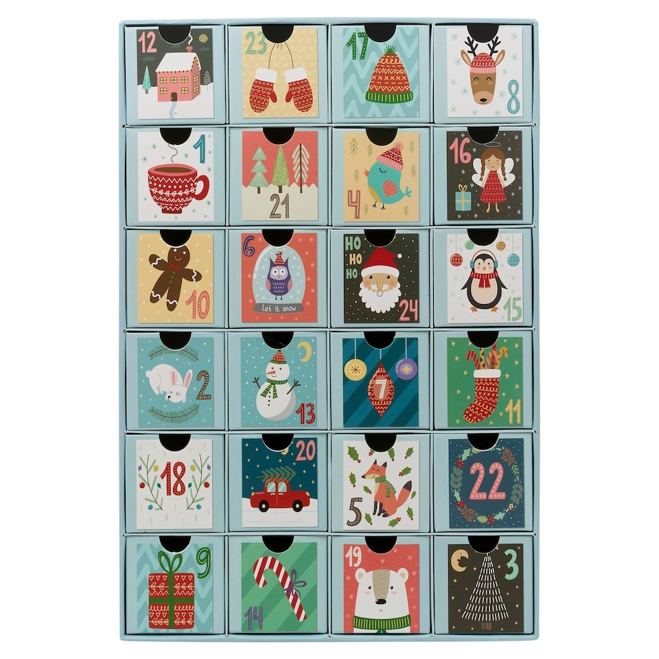image 1 of 3D Christmas Advent Calendar Pull Out Cardboard Countdown Date Numbered Boxes