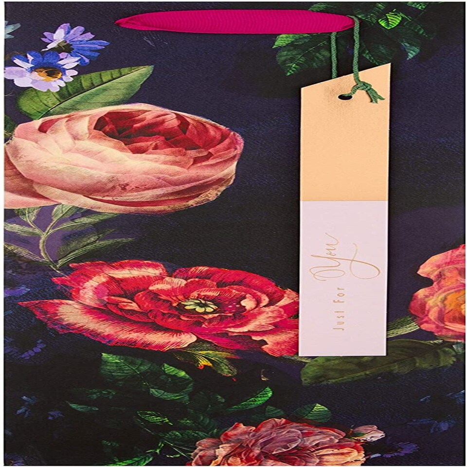 image 1 of Dark Floral Design Multi-Occasion Bottle Bag