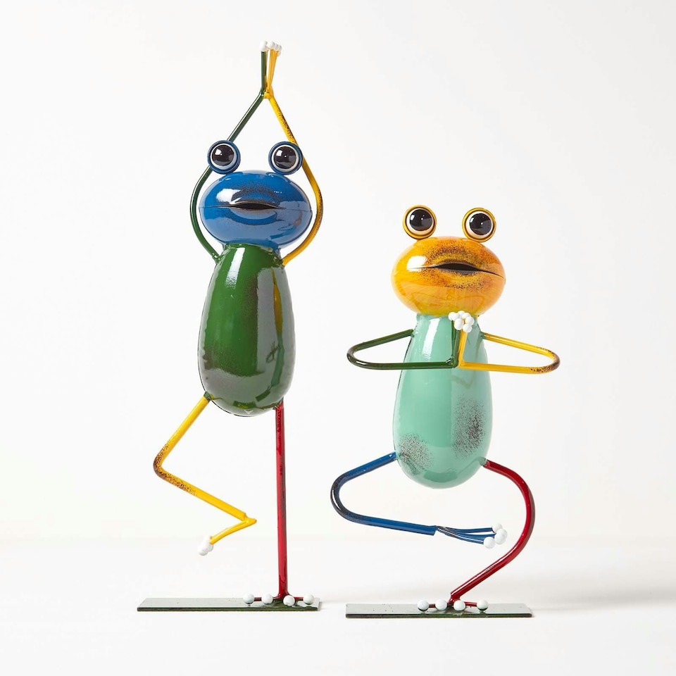 image 1 of Homescapes Metal ‘Half Tree’ Yoga Frog - 29 cm Tall