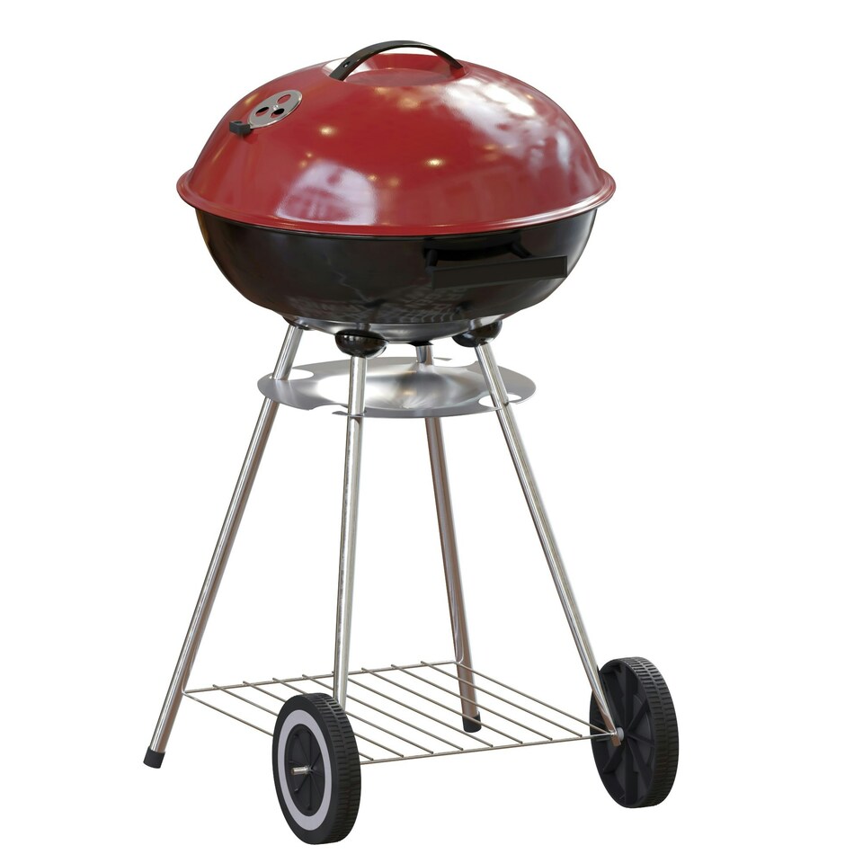 image 1 of Garden Vida Memphis Freestanding Kettle Grill BBQ, Red & Black