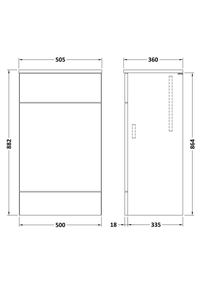 image 1 of Balterley Alrewas Contemporary Floor Standing WC Unit with Coordinating Worktop, Gloss White, 500mm