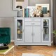 image 6 of COSTWAY Kitchen Buffet Sideboard Storage Cupboard Grey Grey