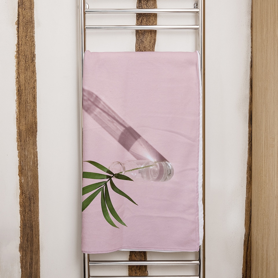 image 1 of Botanical leaf on pink Designer Bath Towel | Multi