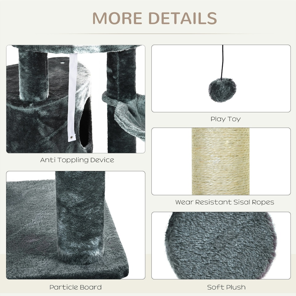 image 1 of PawHut Floor to Ceiling Cat Tree Adjustable Height 220-265cm, Dark Grey