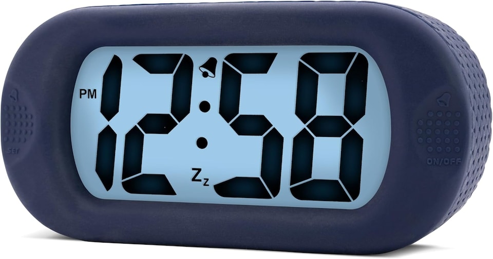 image 1 of Acctim Silicone Digital Alarm Clock Smartlite Crescendo Alarm Easy Read Jumbo Display Silicone Case | Blue | Dark Blue