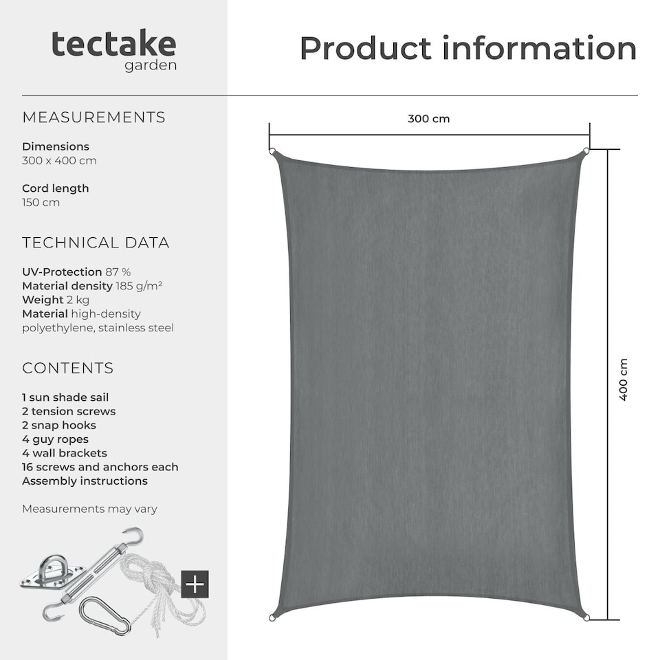 image 1 of Sun Sail Sonny, UV Protected, Water-Resistant and Anti-Tear | Grey | grey | 3 x 4 m | 1
