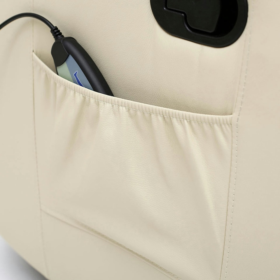 image 1 of Caesar Bonded Leather Recliner Rocking Swivel Heat & Massage Chair (Cream)
