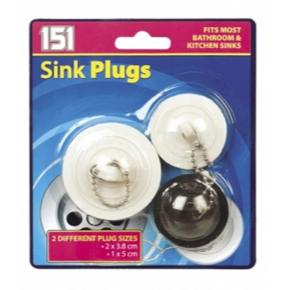 image 1 of Bathroom & Kitchen Rubber Sink Plugs - 3 Pack Fits Most Plugs