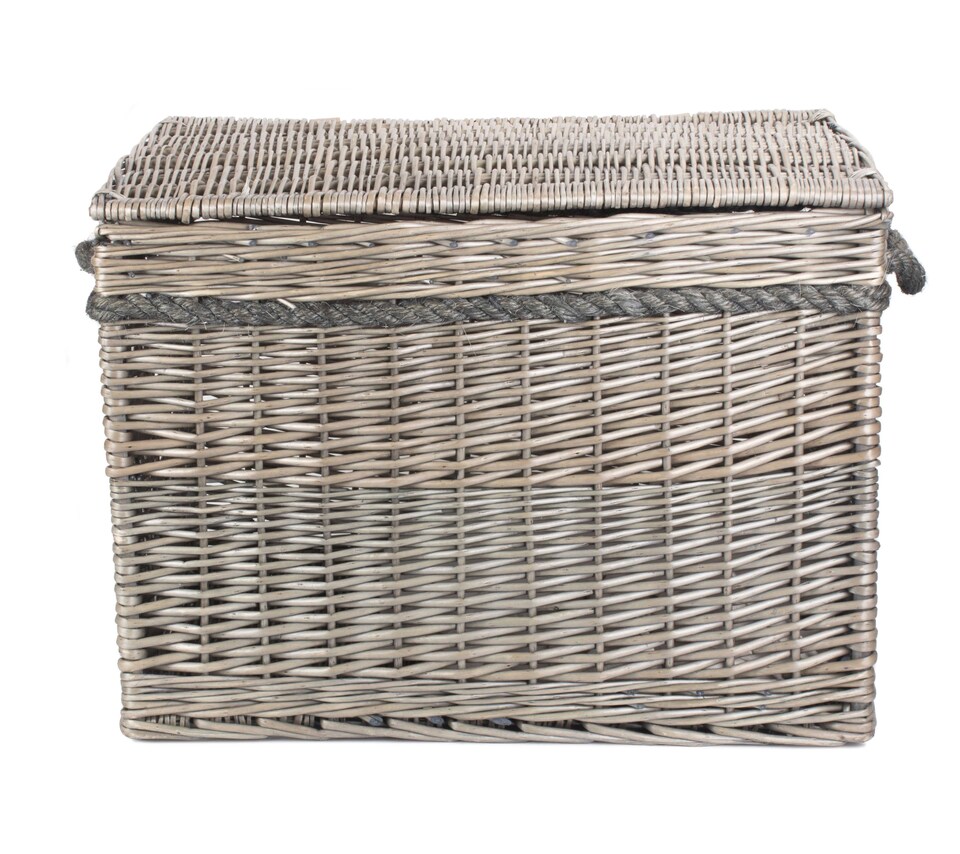 image 1 of 58cm Unlined Antique Wash Wicker Storage Basket | Brown | Brown | One Size