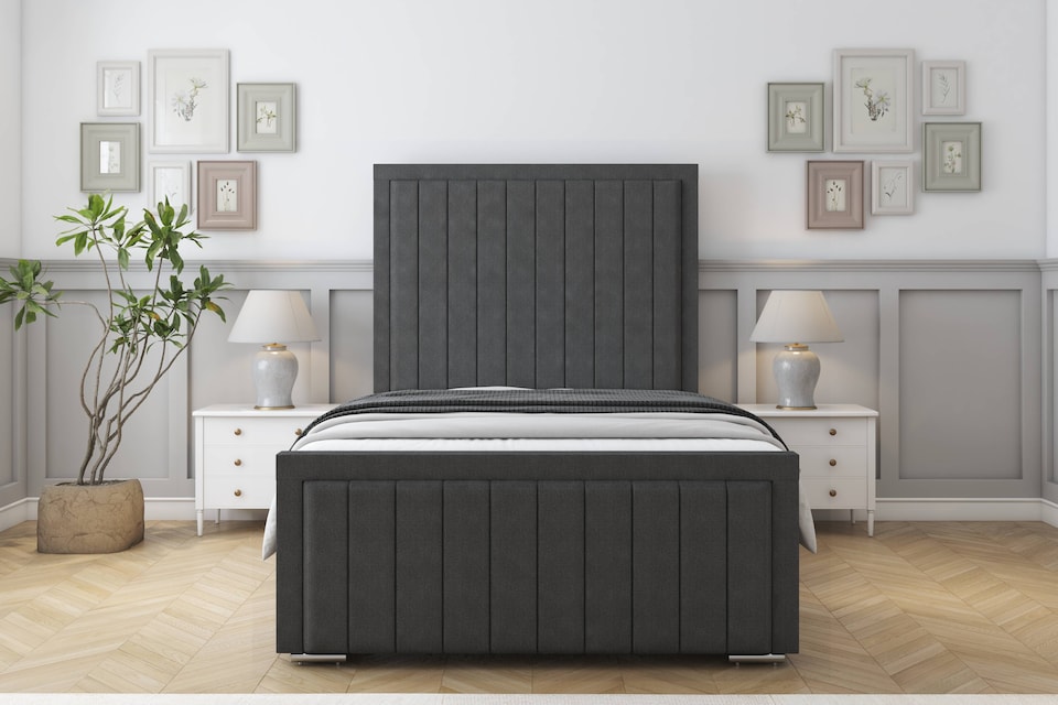 image 1 of Sloomy Pemberton Graphite Dumfries Bed Frame With Mattress With 50" Upholstered Headboard 2'6 Small Single