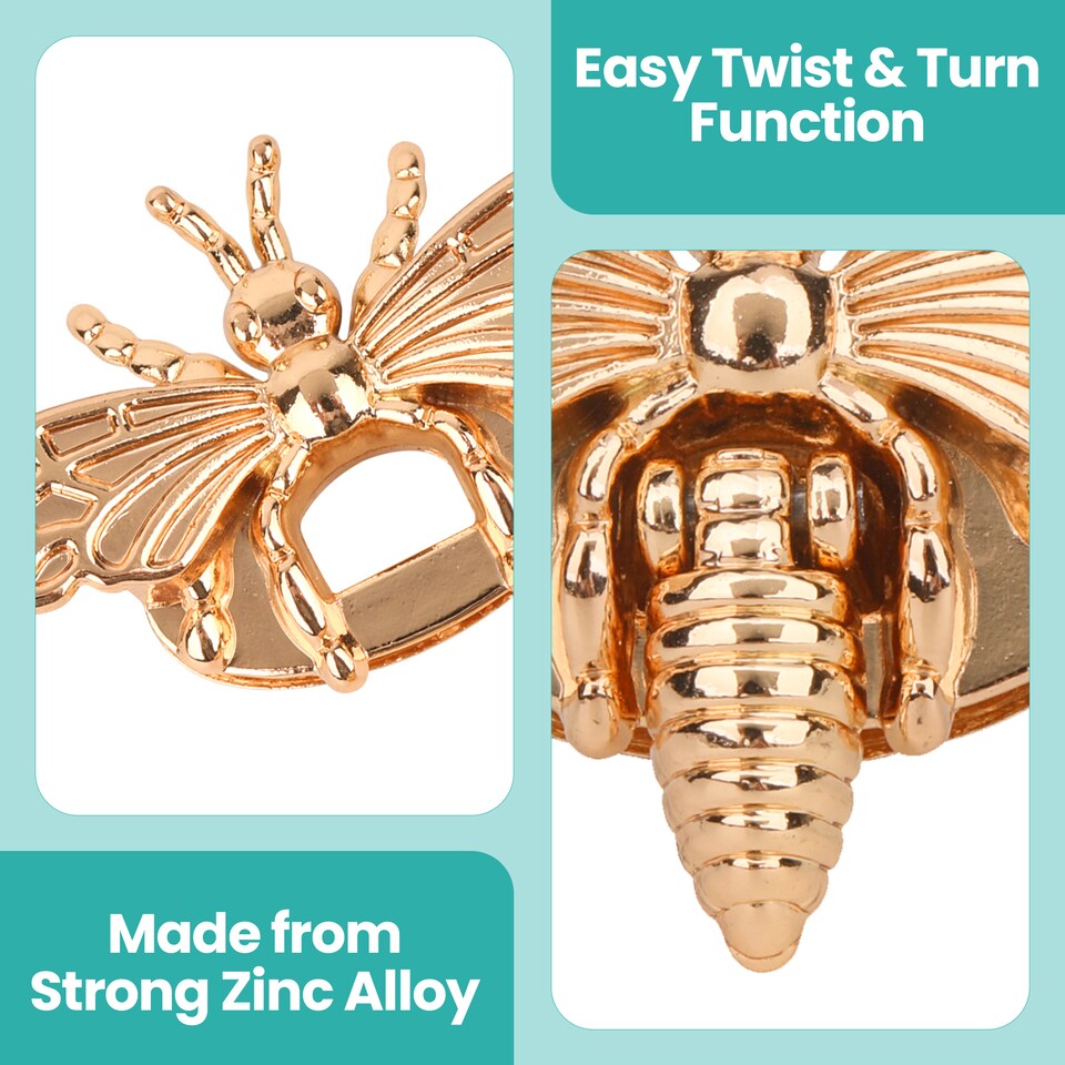 image 1 of Bee Twist Turn Lock Clasp, Decorative Closure For Leathercraft Projects