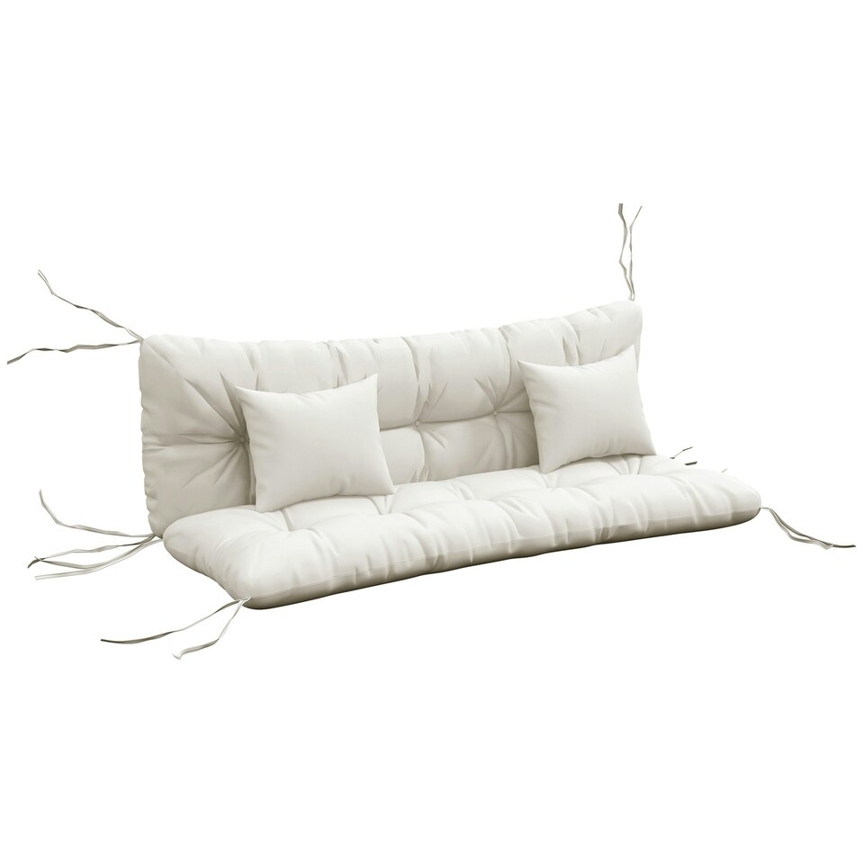 image 1 of Outsunny Outdoor Seat Cushions Back Cushion with 2 Pillows, Water Repellent Seat Pads for 3-Seater Chair, Swing, Sofa 