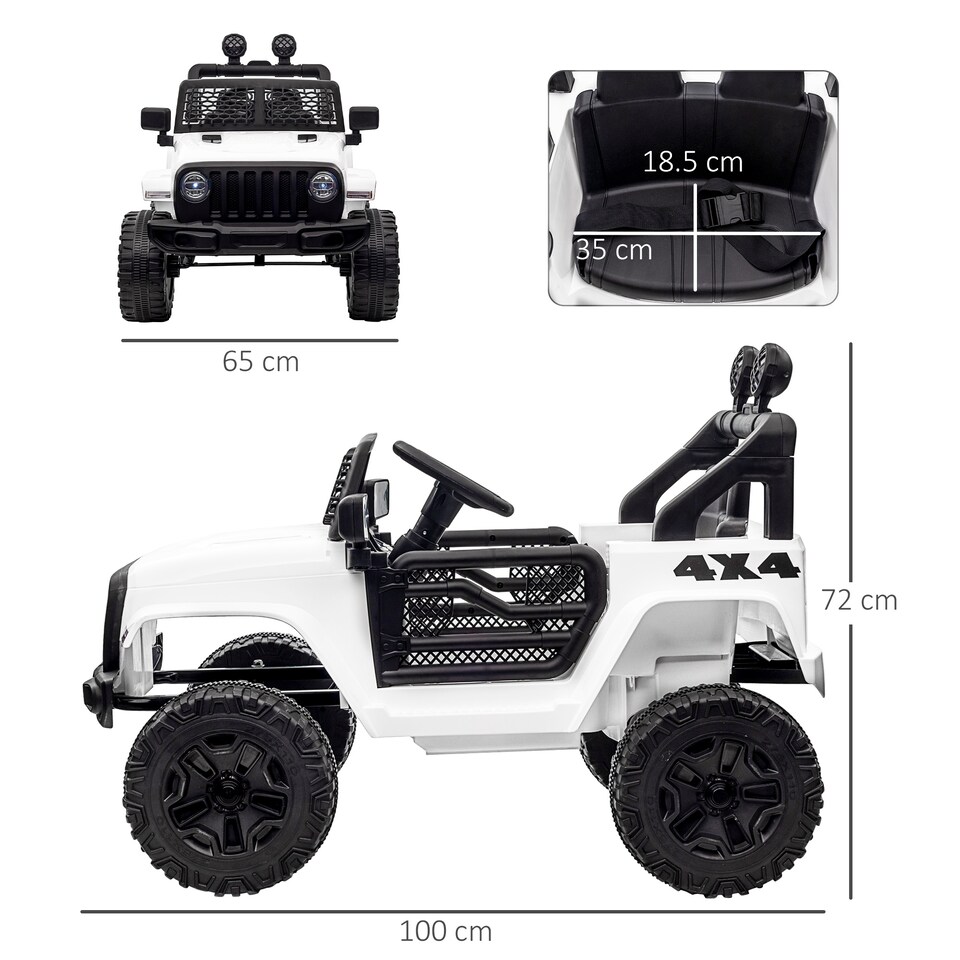 image 1 of HOMCOM Kids Electric Ride On Car 12V Off Road Toy with Parental Remote Control 2 Motors Horn Lights Suspension Wheels for 3-6 Years Old White