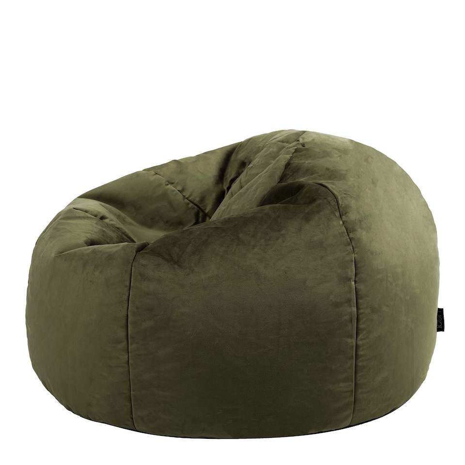 image 1 of Kingston Classic Velvet Bean Bag Chair Olive Green Bean Bags | Green | Olive Green | 1