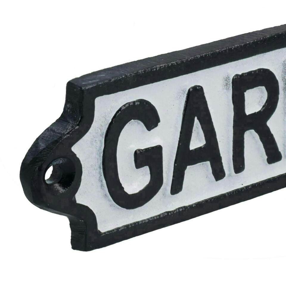 image 1 of Garden Cast Iron Sign Plaque Door Wall House Gate Fence Post Yard Shed