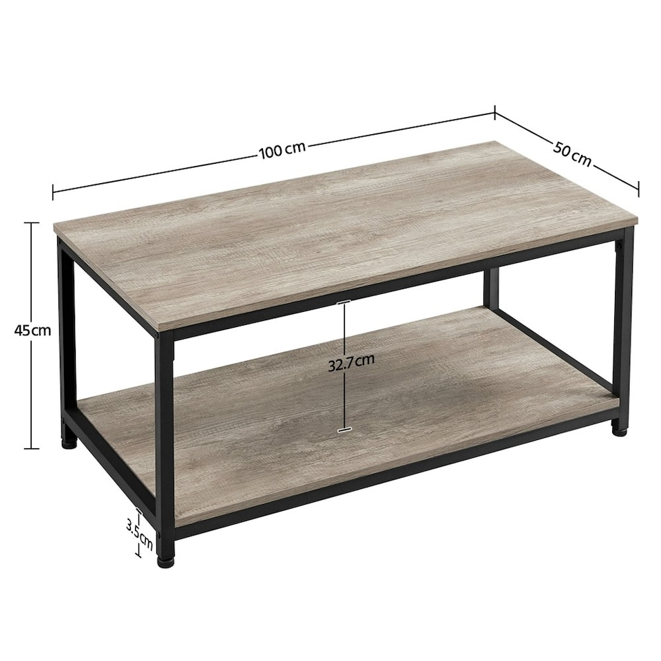 image 1 of Yaheetech Industrial Coffee Table with Storage Shelf