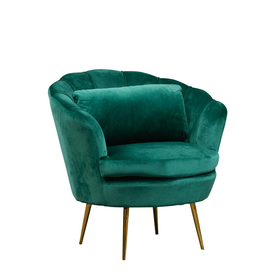 image 1 of Benicia Velvet Fabric Petal Chair - Green
