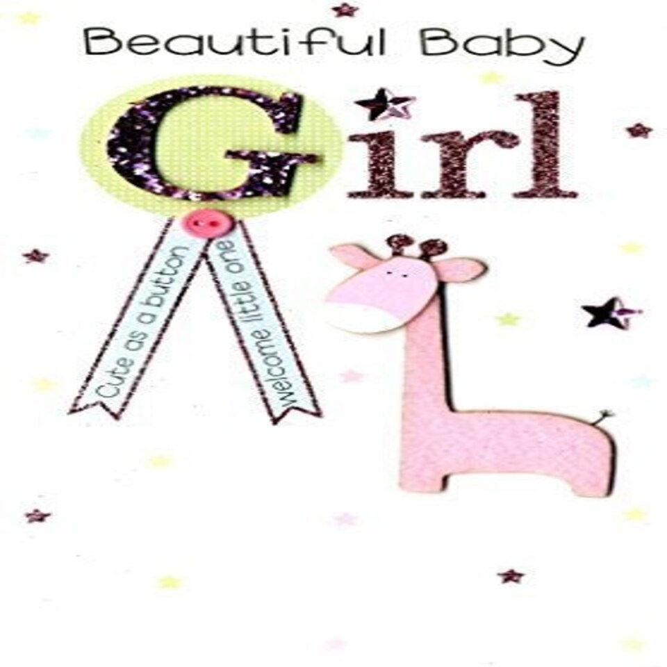 image 1 of Beautiful New Baby Girl Luxury Champagne Greeting Card Hand-Finished Cards