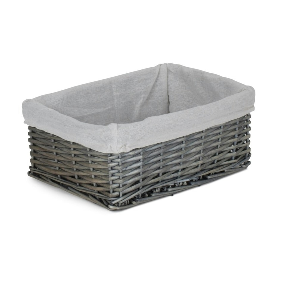 image 1 of Large Antique Wash Storage Basket with White Lining | White | White