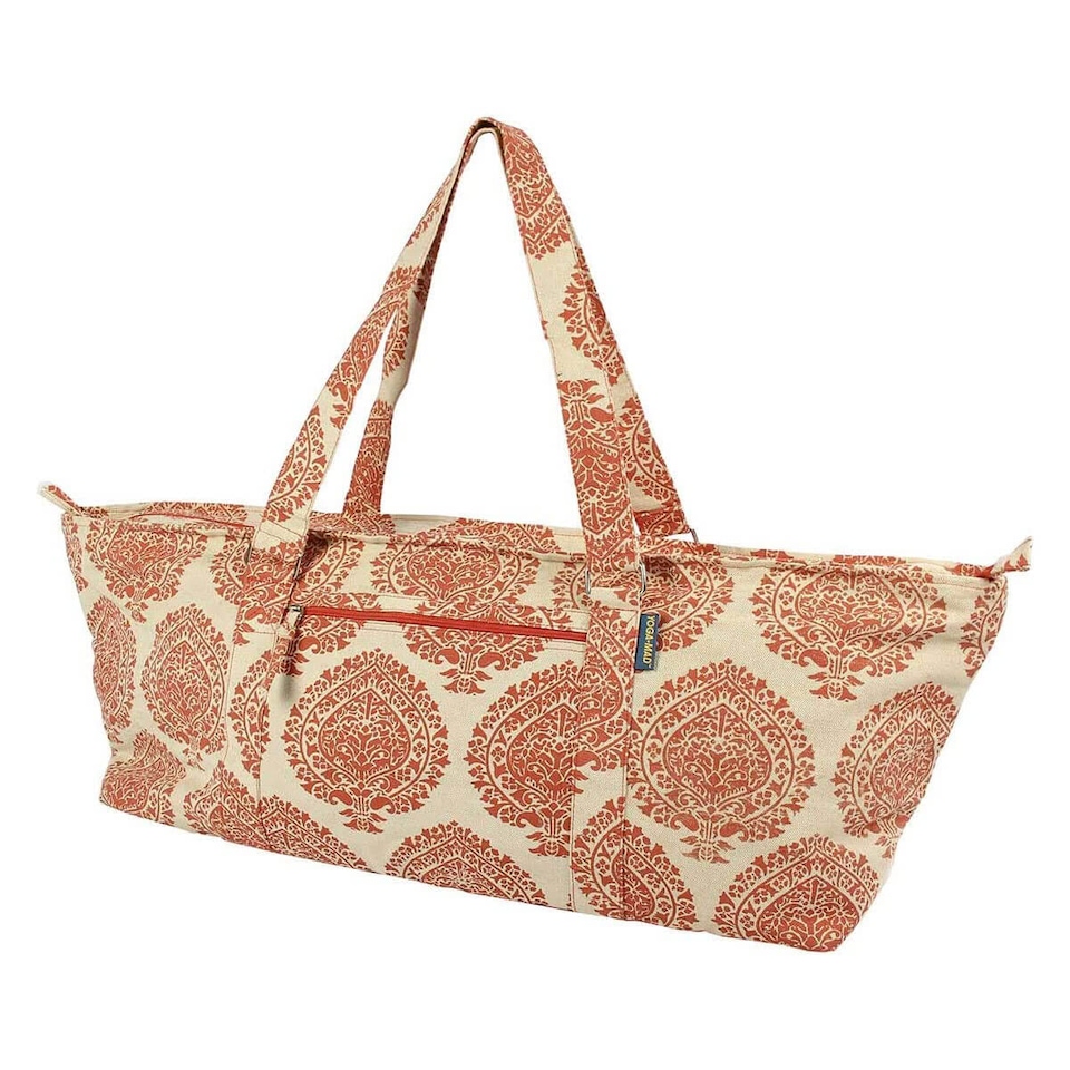 image 1 of Fitness Mad Yoga & Pilates Prop Bag — Orange Cotton/Jute with Cotton Liner, Multiple Pockets (83 x 30 x 20 cm) | Orange | Orange | 83cm (L) x 30cm (W) x 20cm (D)