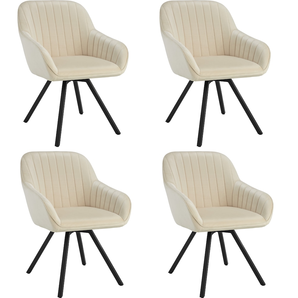 image 1 of Lounge Armchair Living Room Accent Chair 360 Swivel Slim Steel Legs Velvet Fabric | Cream | cream | 4