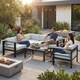image 7 of Outsunny Garden Corner Sofa Set, Garden Furniture Set with Coffee Table | Grey | Light Grey | Five Plus Seater