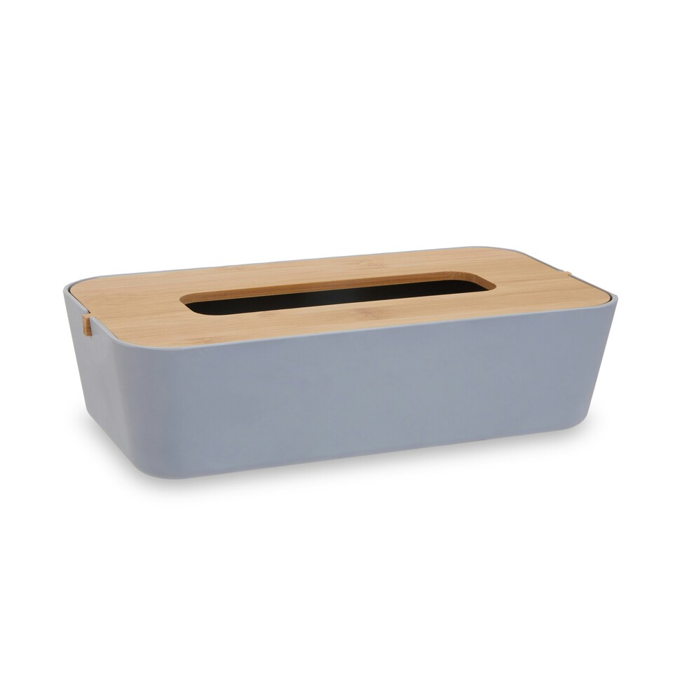 image 1 of Interiors by Premier Grey Bamboo Fibre Tissue Box, Rectangular Tissue Holder With Lift-off Lid & Cutout Opening, Tissue Paper Box