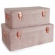 image 1 of BTFY Set of 2 Pink Velvet Storage Trunks, Rose Gold Hardware