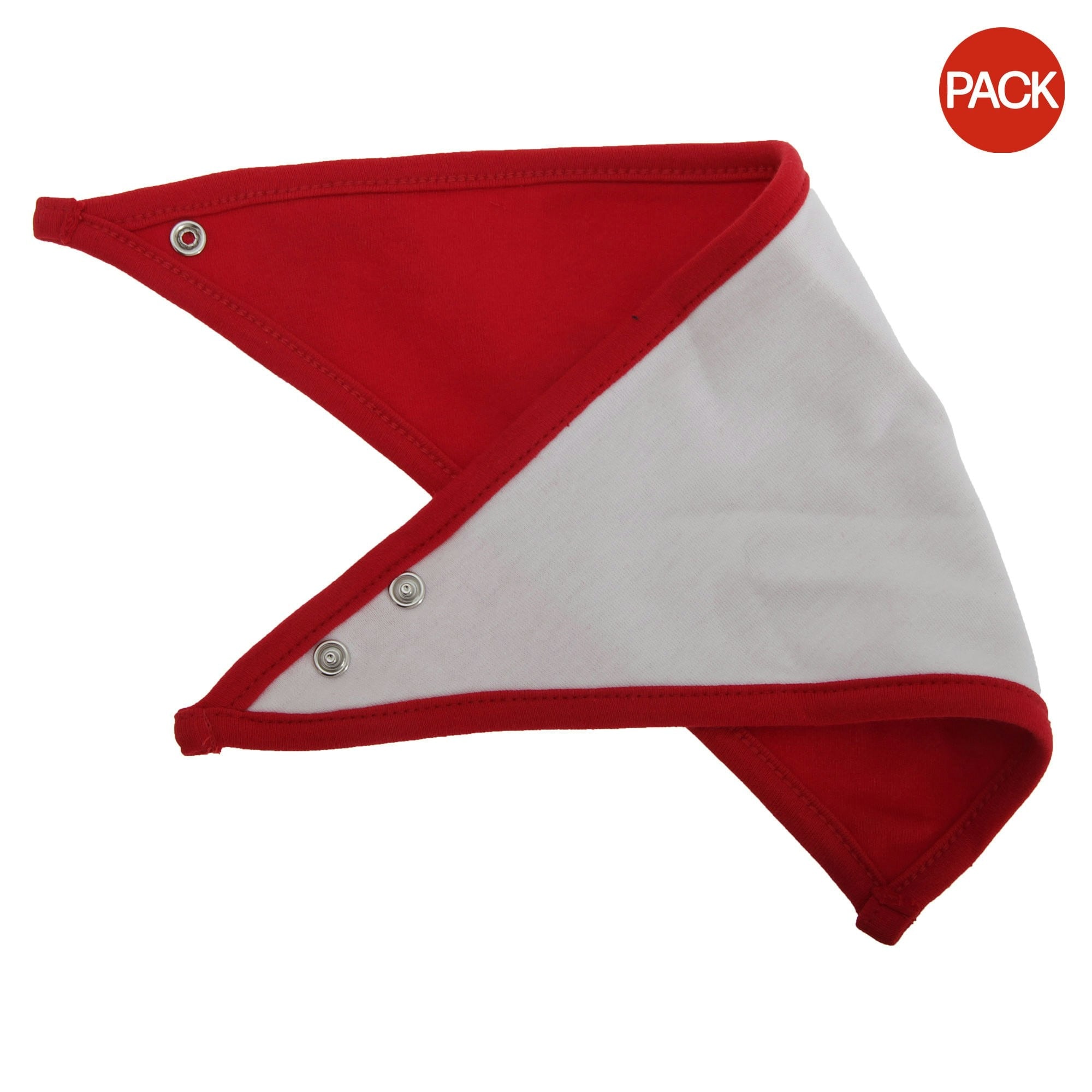 Babybugz Baby Plain Bandana Bib (Pack of 2) - White/Red - One Size