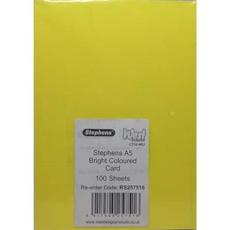 Stephens Card Bright Colours 240gsm, 100 Sheets, Bright, A5
