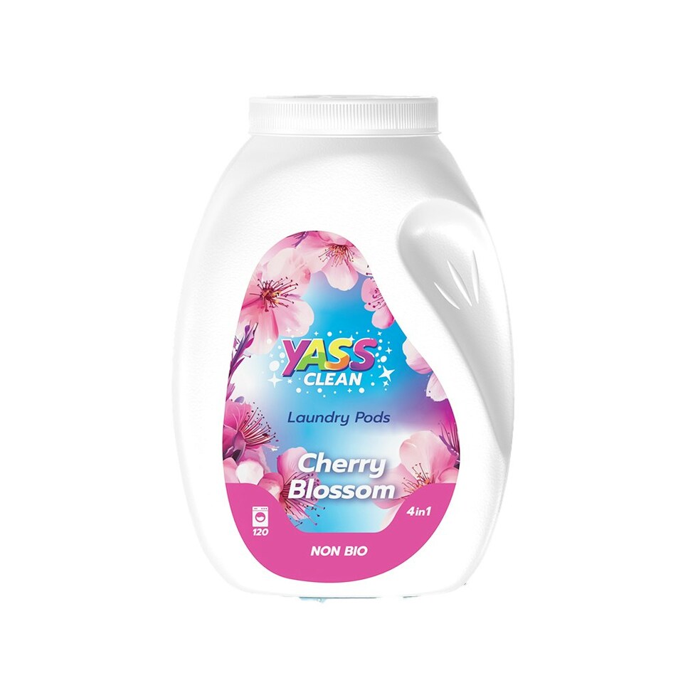 Yass Clean Non Bio 4 in 1 Laundry Pods Cherry Blossom 120 Capsules