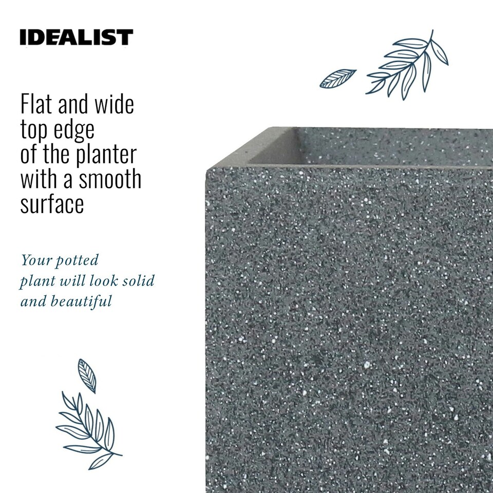 image 1 of Textured Concrete Effect Square Grey Outdoor Planter W49.5 H50.5 L49.5 cm, 123.7 ltrs Cap.