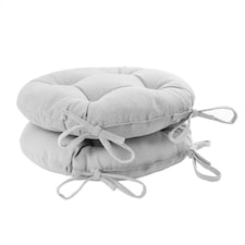 Harbour Housewares Round Garden Chair Seat Cushions - Grey - Pack of 2 | Grey | Grey