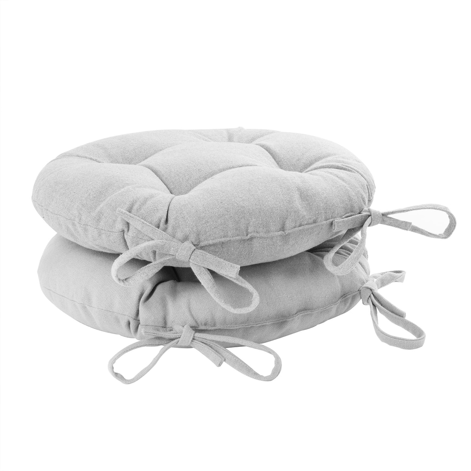 image 1 of Harbour Housewares Round Garden Chair Seat Cushions - Grey - Pack of 2 | Grey | Grey