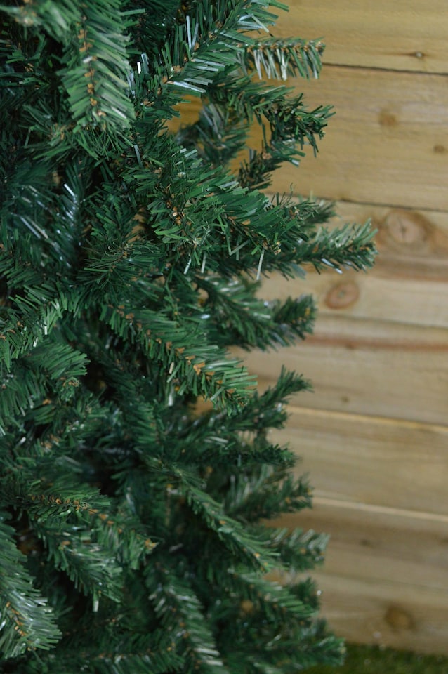 image 1 of 2.2m (7.5ft) Premier Plain Green Spruce Pine Slim Christmas Tree with Stand