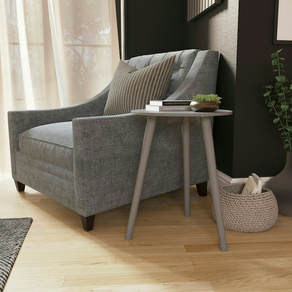 image 1 of Vida Designs Round Side Table Sofa Bedside Coffee Table, Grey