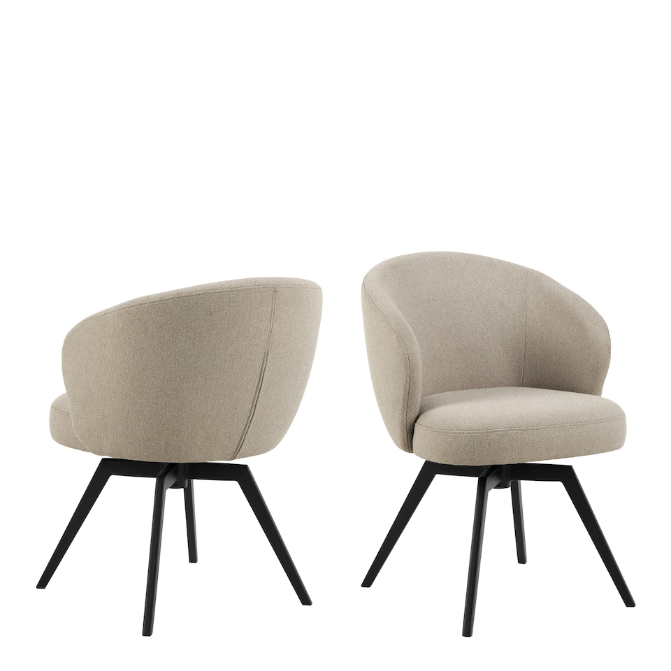 image 1 of Darlene Dining Chair with Armrest and Swivel Function in Beige