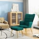 image 2 of HOMCOM Button Tufted Armchair with Footstool and Gold Legs Dark Green