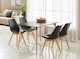 image 10 of Single Scandinavian Dining Chair with Leather Cushions Solid Wood Legs | Black