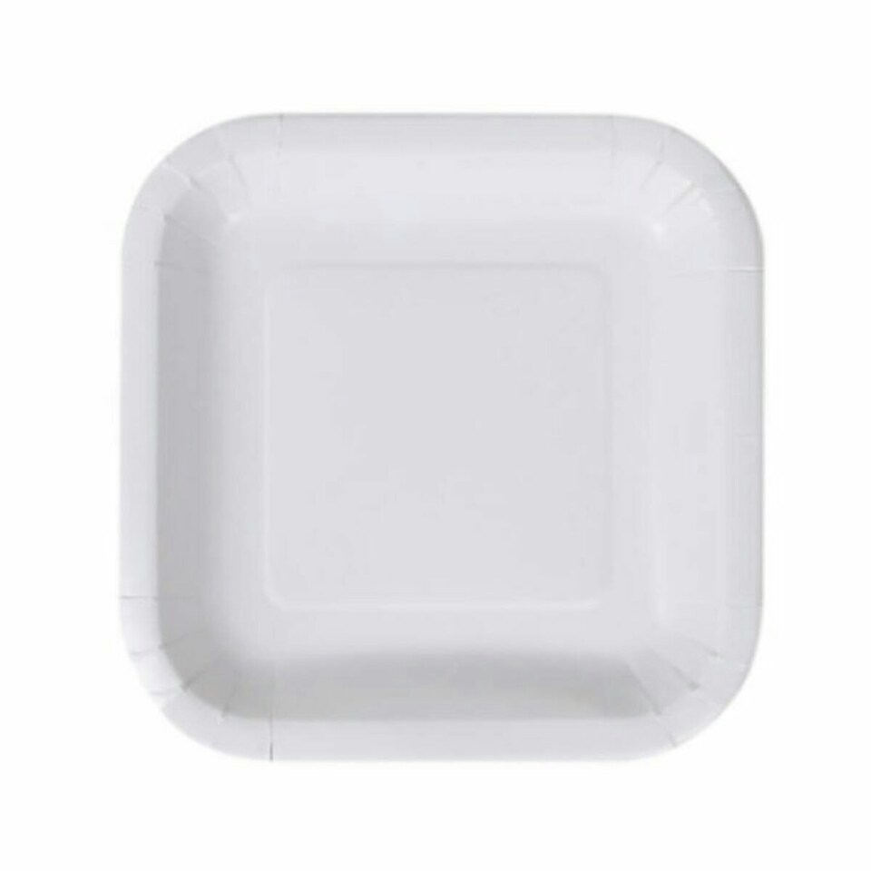 image 1 of Plate set Algon Disposable White Cardboard Squared 20 cm (10 Units) N/A
