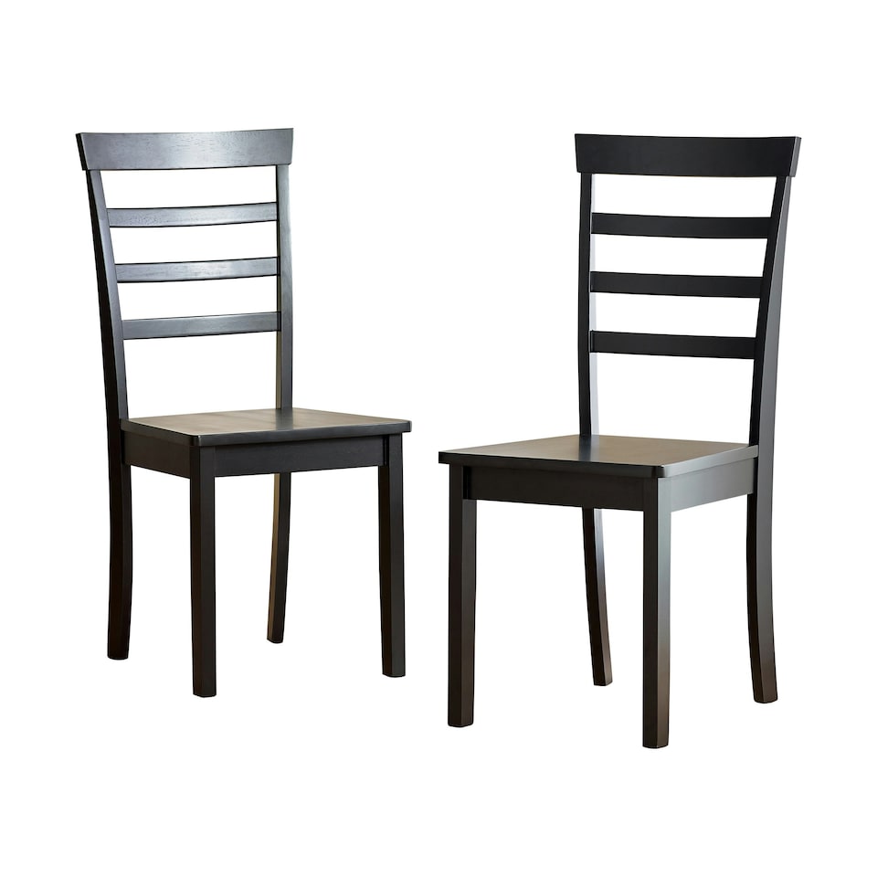image 1 of Furniturebox Whitby 2x Solid Black Wood Dining Chairs