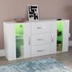 image 6 of Vida Designs Astro 2 Door 3 Drawer LED Sideboard Buffet Cabinet Storage, White | White | 1