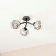 image 3 of ValueLights Aria Matte Black Semi-Flush 3 Way Ceiling Light with Smoked Grey Globe Shades