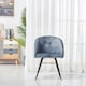 image 2 of Set of 4 Vittorio Velvet Dining Chairs with Black Metal Legs, Quilted Design Modern Accent Chair | Grey