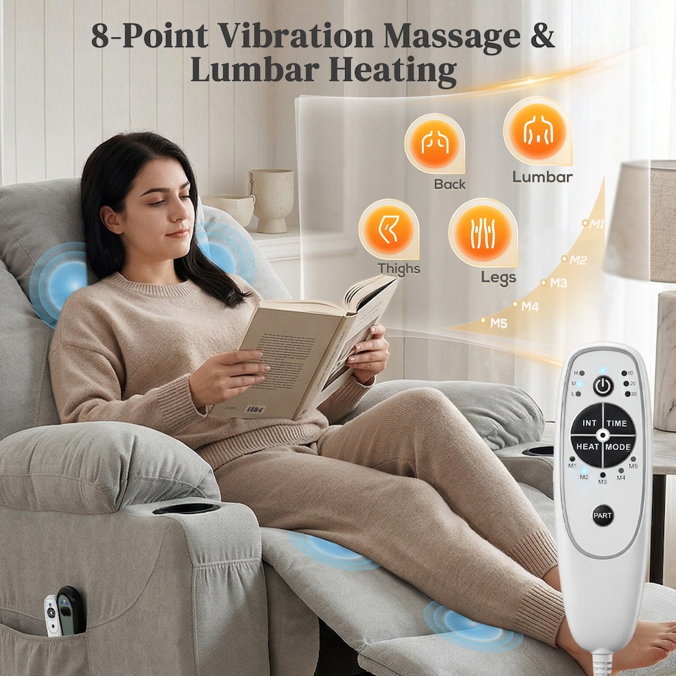 image 1 of HOMCOM Power Lift Recliner Chair with Vibration Massage, Light Grey