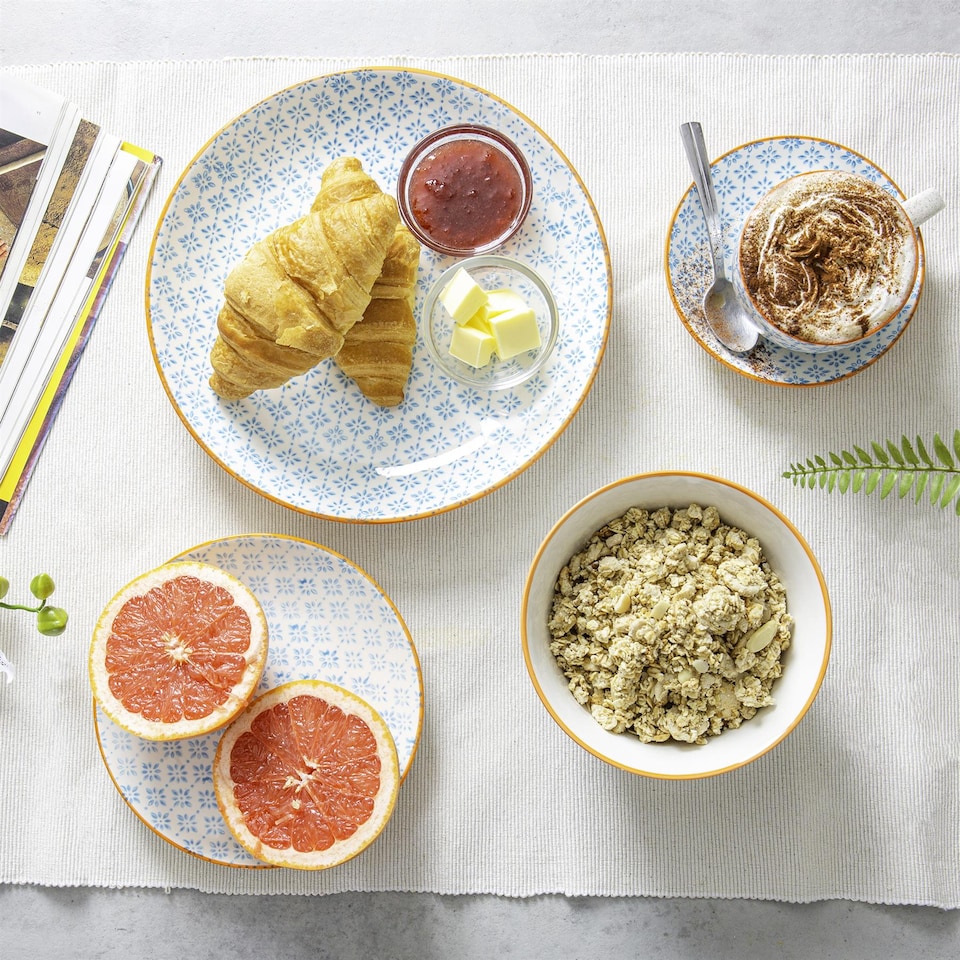 image 1 of Nicola Spring Hand-Printed Rice Bowls - 12cm - Navy - Pack of 6 | Blue | Blue