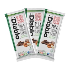 Diablo No Added Sugar Milk Chocolate with Almonds 75g 3 Pack
